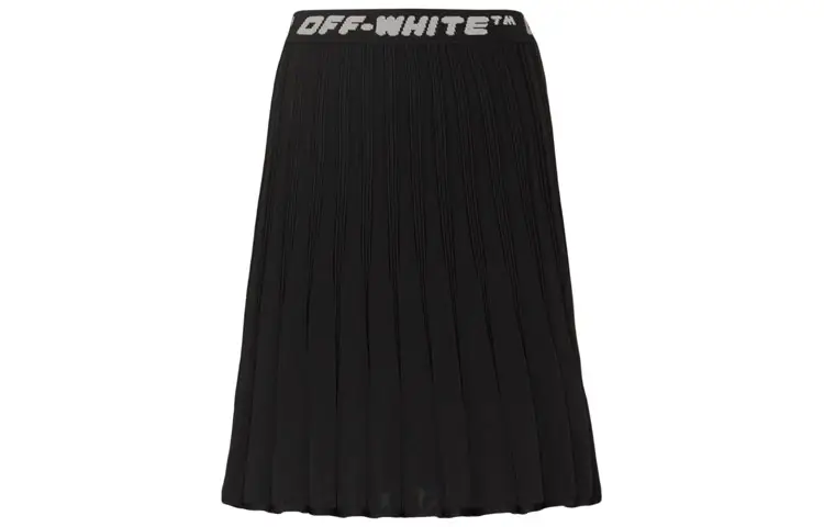 OFF-WHITE logo band pleated skirt