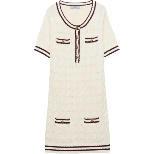 PRADA Round neck Knitted Cotton Mini Dress
