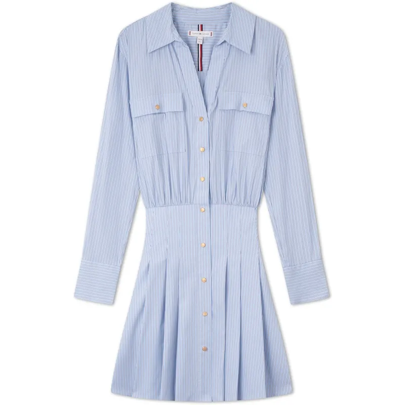 Tommy Hilfiger Long Sleeved Dress Women's Blue White