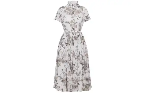 DIOR Mid Length Shirt Dress Short Sleeved Dress Women's White