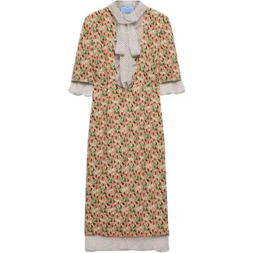 Prada printed georgette midi dress