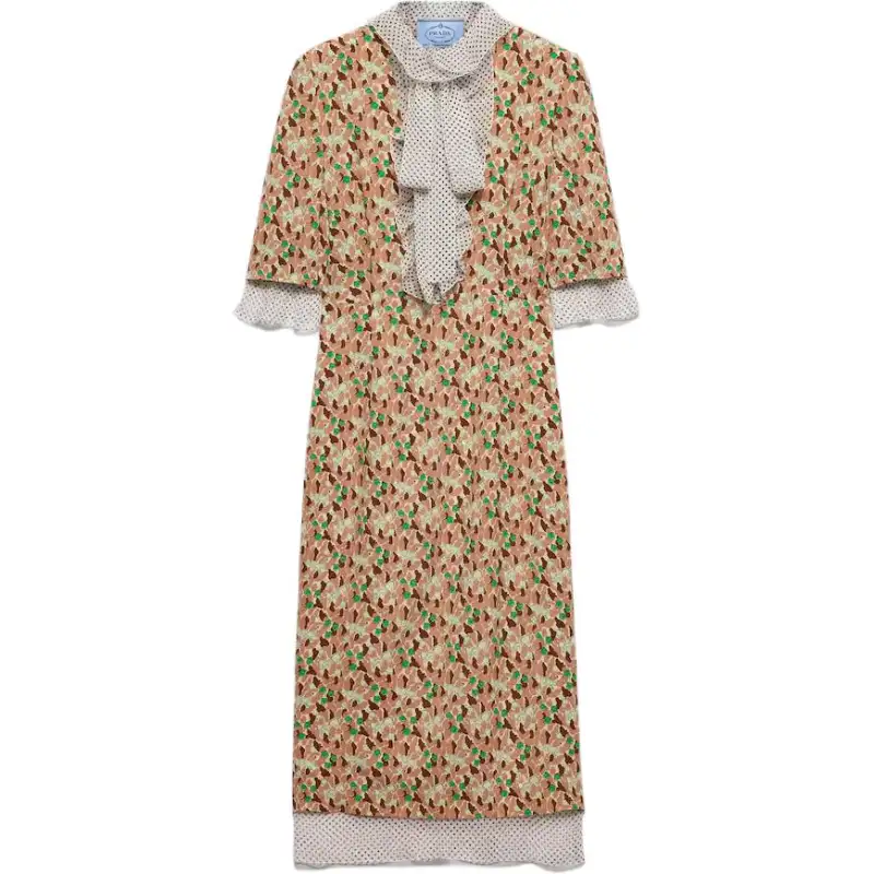 Prada printed georgette midi dress
