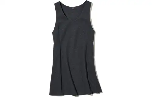 UNIQLO Sleeveless Dresses Women's Dark Gray U Neck Moderate Mid Length