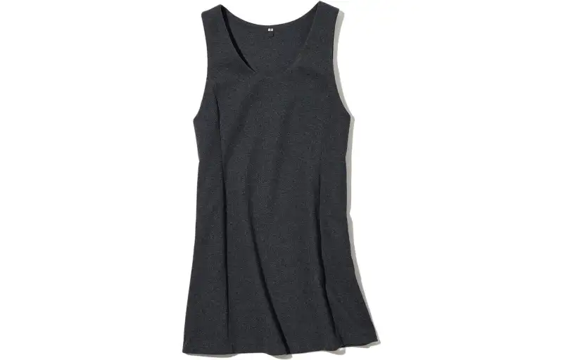 UNIQLO Sleeveless Dresses Women's Dark Gray U Neck Moderate Mid Length