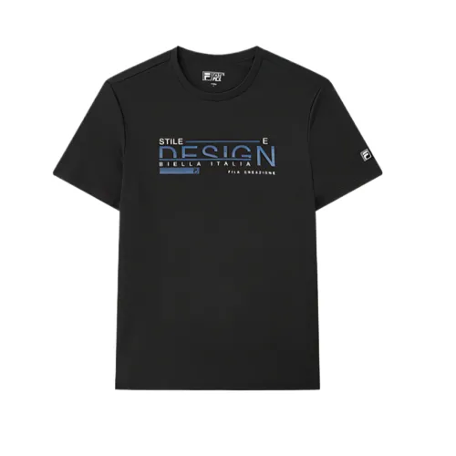 FILA T Shirts Men's Jet Black Crew Neck Moderate