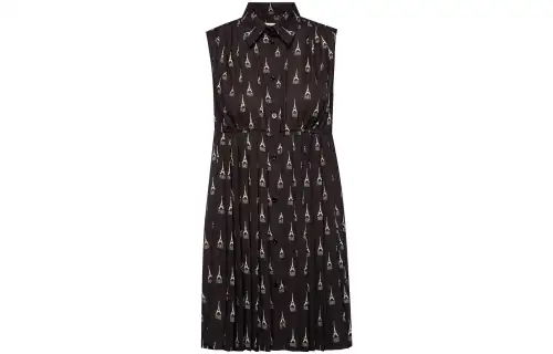 Balenciaga All Over Printed Pleated Mini Dress