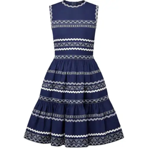 LOUIS VUITTON Graphic Trim Tiered Dress