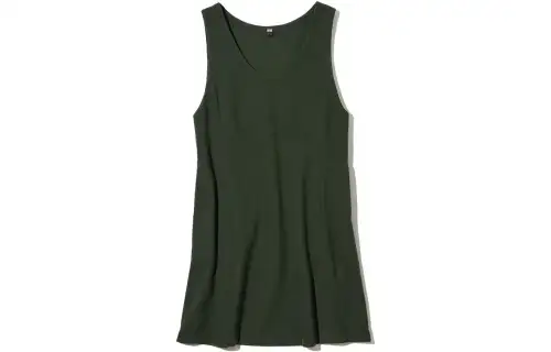 UNIQLO Sleeveless Dresses Women's Dark Green U Neck Moderate Mid Length