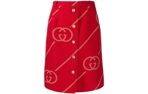 GUCCI Casual Long Skirts Women's Red Moderate Mid Length A Line Skirt