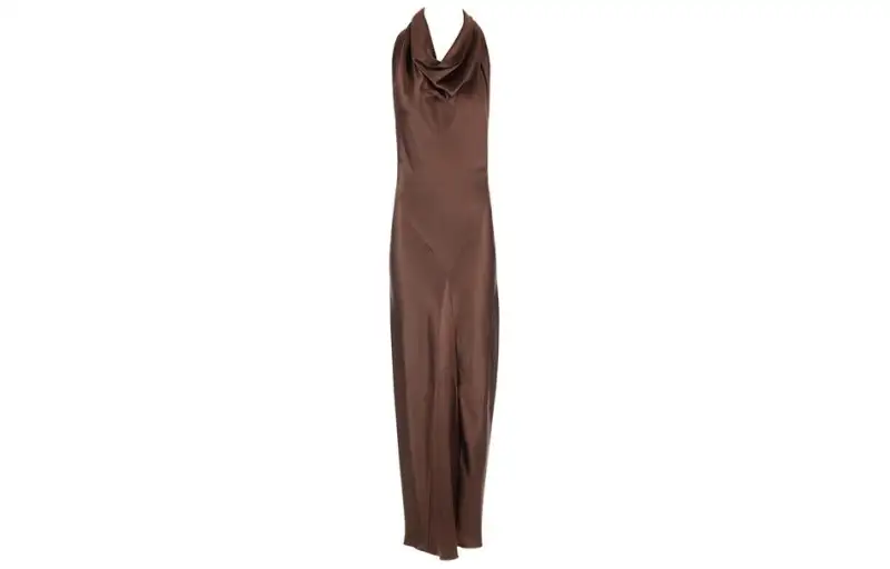 LOEWE Long Scarf Open Back Halterneck Satin Dress