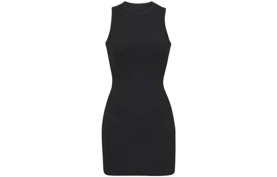 Skims COTTON RIB TANK DRESS Sleeveless Dress Women's SOOT/Smoke Gray Black