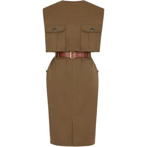 SAINT LAURENT Sleeveless Dress Women's Bark Color