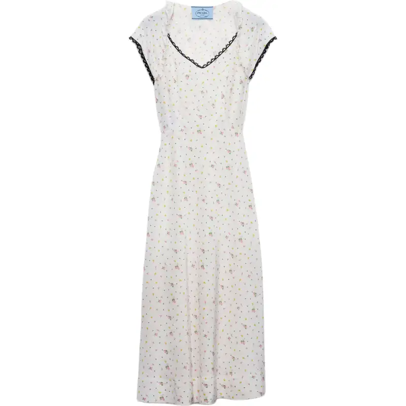 Prada floral-print pongé dress