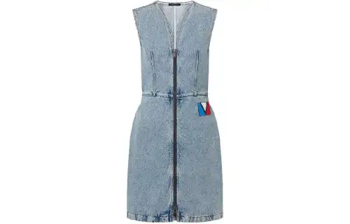 LOUIS VUITTON Bleached Denim Zip-Up Dress