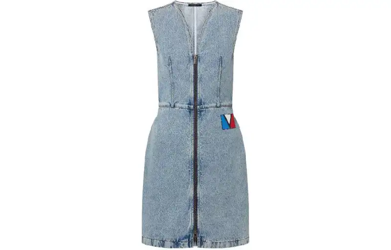 LOUIS VUITTON Bleached Denim Zip-Up Dress