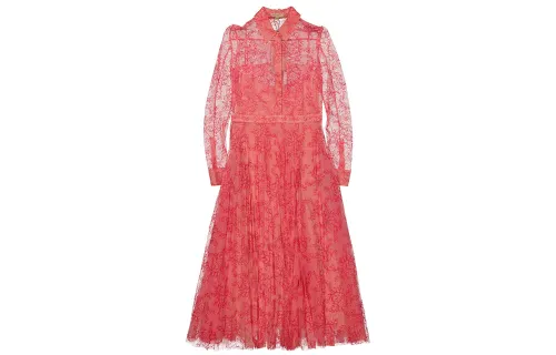 Burberry Long Sleeved Dress Women's Rose Red