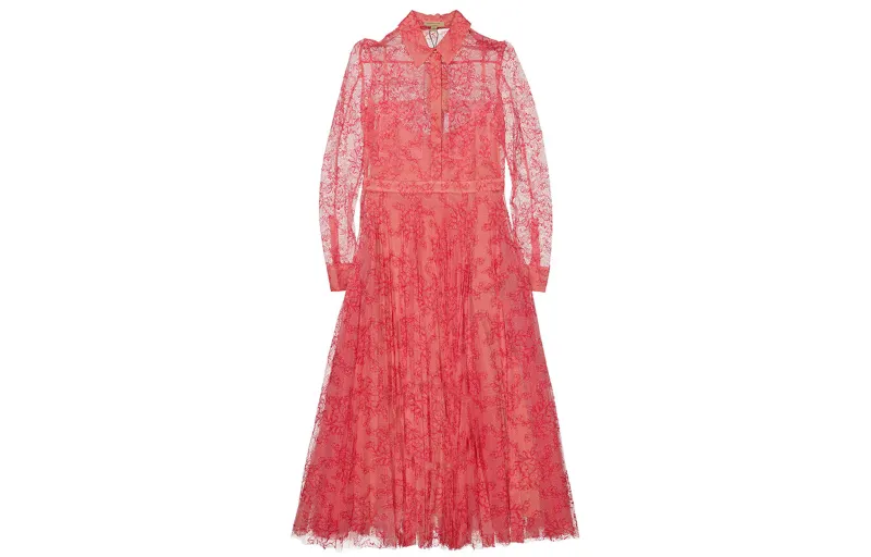 Burberry Long Sleeved Dress Women's Rose Red