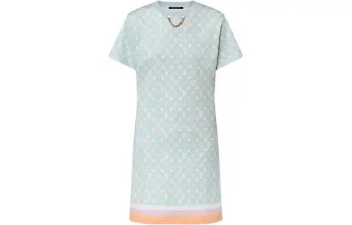 LOUIS VUITTON Short Sleeved Dress Women's Blue