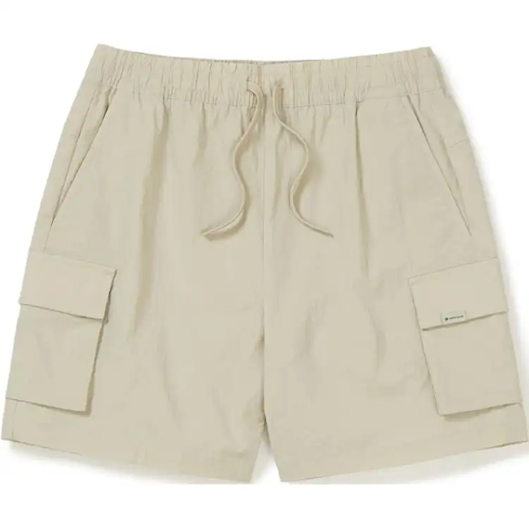 Snow peak root lace-up solid color sports pocket three-quarter casual shorts for women
