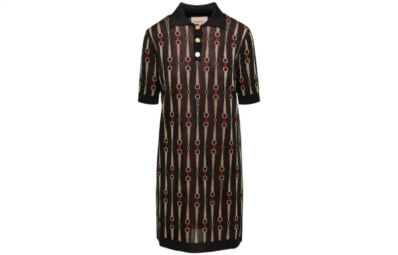 GUCCI Short-Sleeved Metallic Horsebit-Jacquard Mini Dress