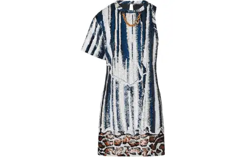 LOUIS VUITTON Animal Sequin Asymmetrical T-Shirt Dress