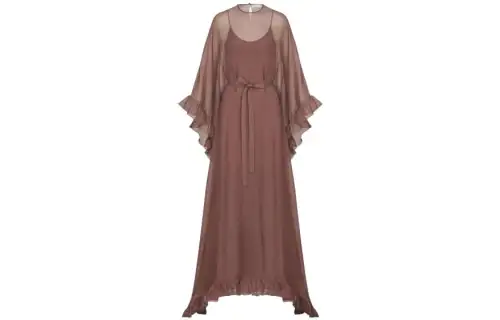 DIOR Long Sleeved Dresses Women's Umber Crew Neck Long