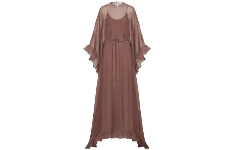 DIOR Long Sleeved Dresses Women's Umber Crew Neck Long