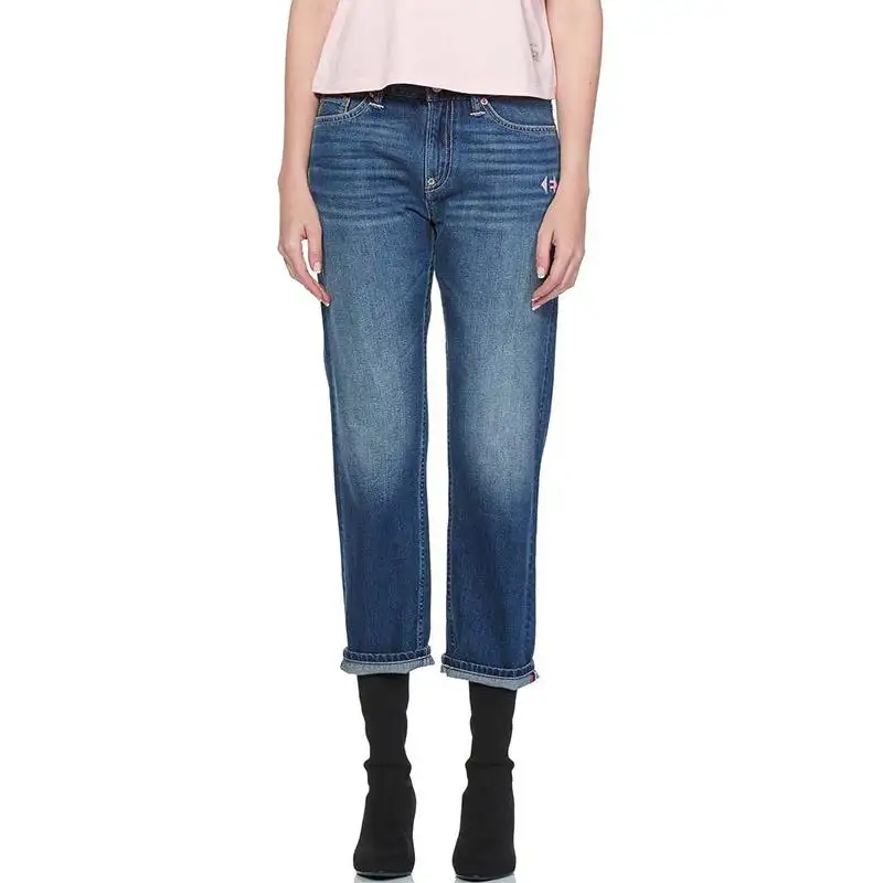 EVISU Jeans Women's Blue Moderate Straight Fit Pants