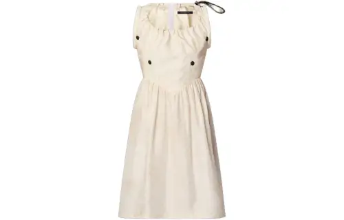 LOUIS VUITTON Drawstring Scuba Dress Sleeveless Dress Women's Beige