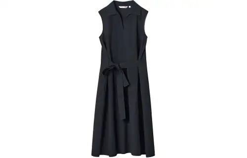 UNIQLO X JW Anderson Uniqlo Jw Anderson Co Branded Series Sleeveless Dresses Women's Black Polo Collar Moderate Mid Length
