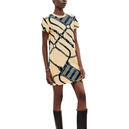 HERMES SS25 Short Sleeved Dress Women's Yellow