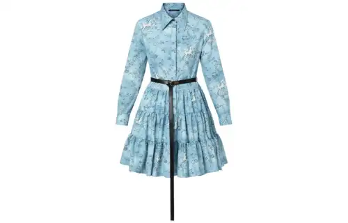 LOUIS VUITTON SS24 Long Sleeved Dress Women's Blue