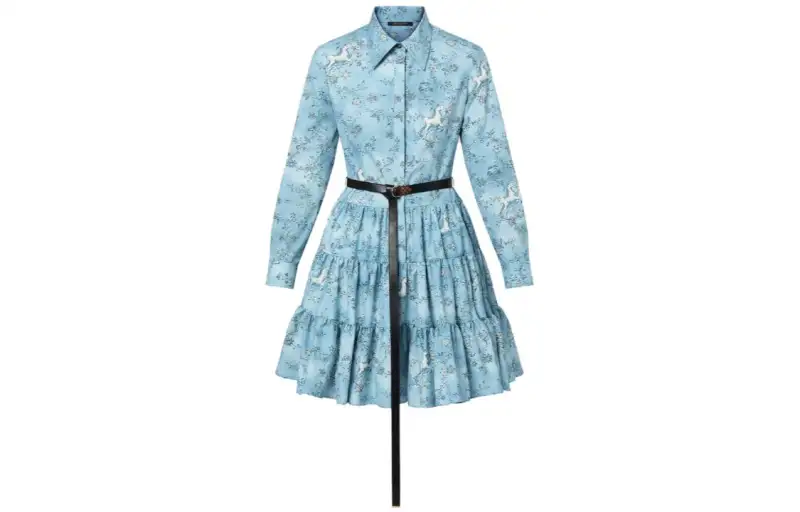 LOUIS VUITTON SS24 Long Sleeved Dress Women's Blue
