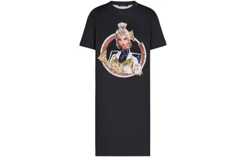 LOUIS VUITTON Short Sleeved Dress Women's Black