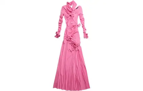 Balenciaga SS23 Long Sleeved Dress Slim Fit Women's Pink
