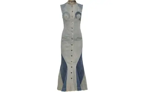 Marine serre denim long slit sleeveless dress women's Gr30