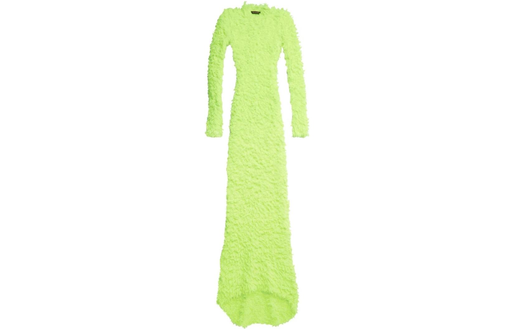 Balenciaga SS23 Long Sleeved Dress Slim Fit Women's Fluorescent Yellow