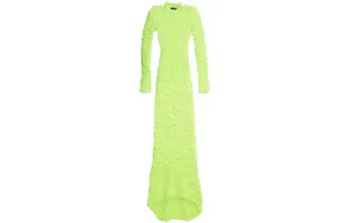 Balenciaga SS23 Long Sleeved Dress Slim Fit Women's Fluorescent Yellow