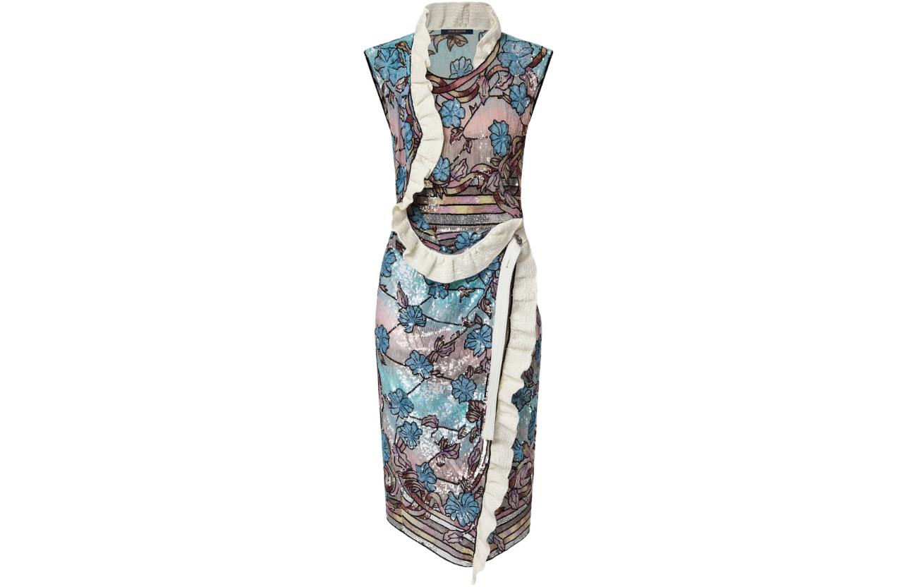 Lv Asnières Sequin Ruffle Trim Wrap Dress