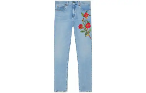 GUCCI Jeans Women's Light Blue Moderate Straight Fit Pants