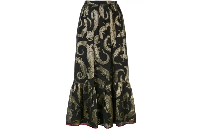GUCCI Casual Long Skirts Women's Black Moderate Long A Line Skirt