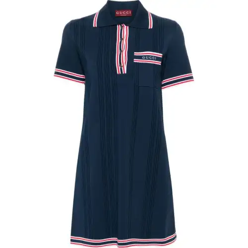 GUCCI Stripe Detail Knitted Polo Dress