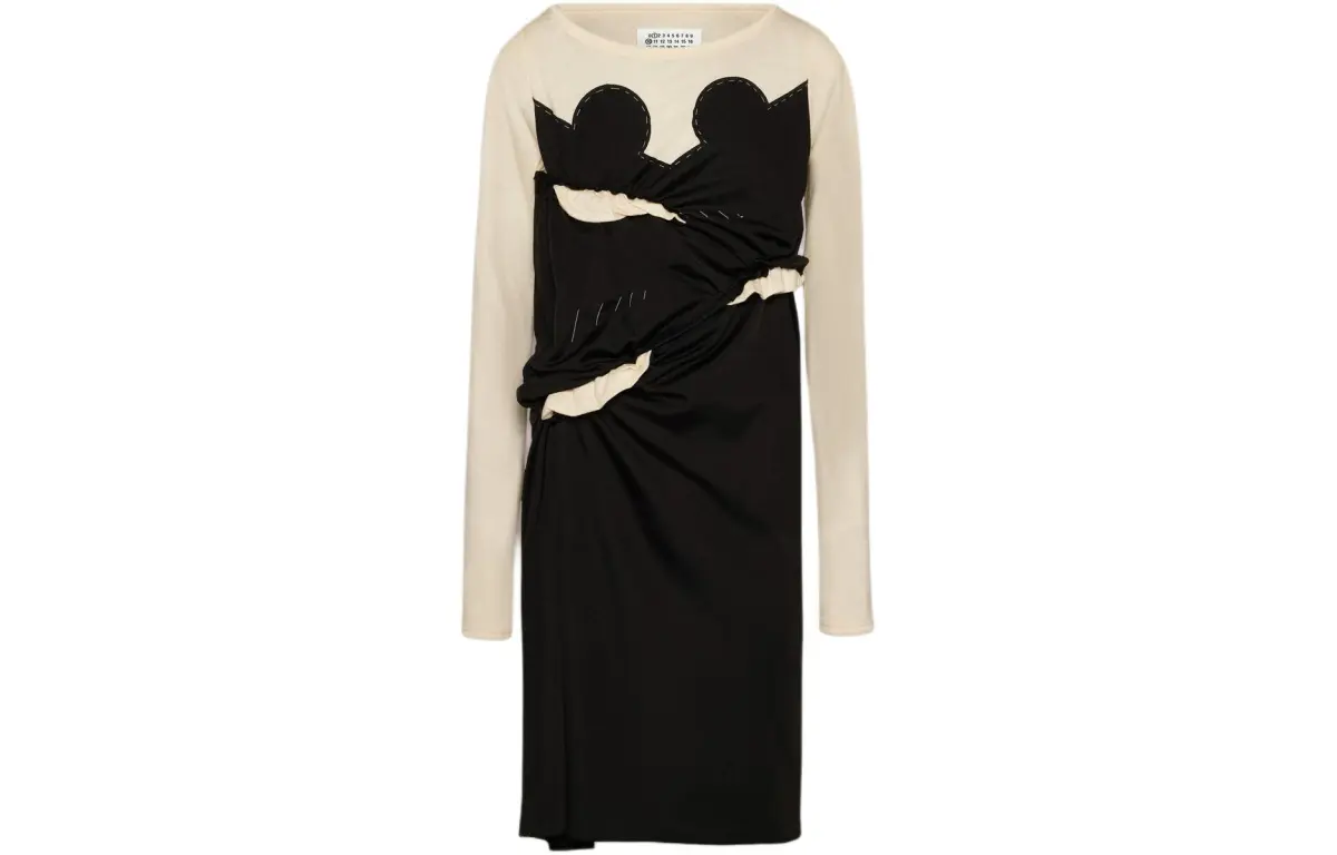 Maison Margiela Spliced Jersey Dress Long Sleeved Dress Women's