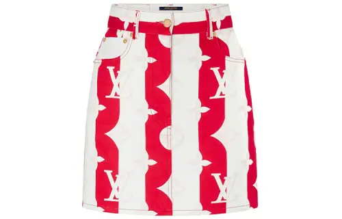 LOUIS VUITTON Pre Owned 2010s Monogram Flower Denim Skirt