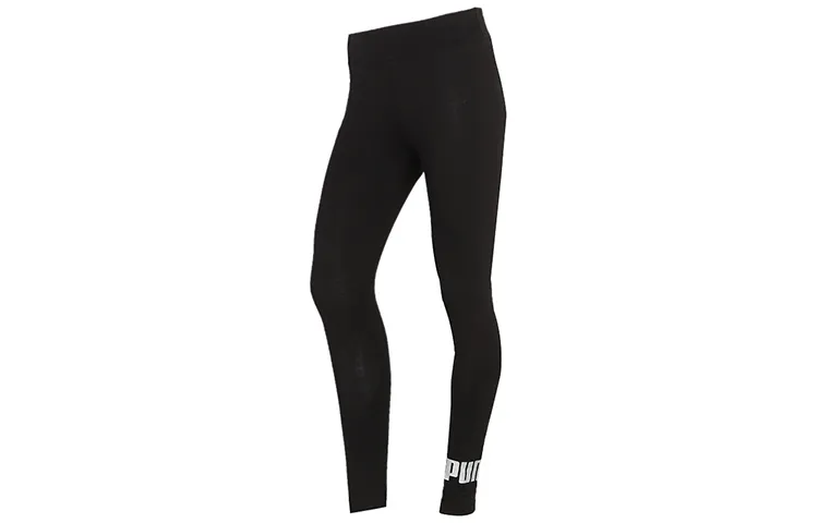 PUMA Metallic Leggings Sports Pants Women's Black Silver Moderate