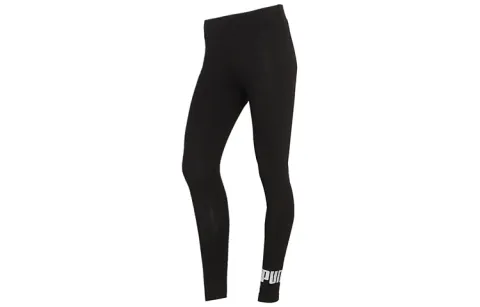 PUMA Metallic Leggings Sports Pants Women's Black Silver Moderate