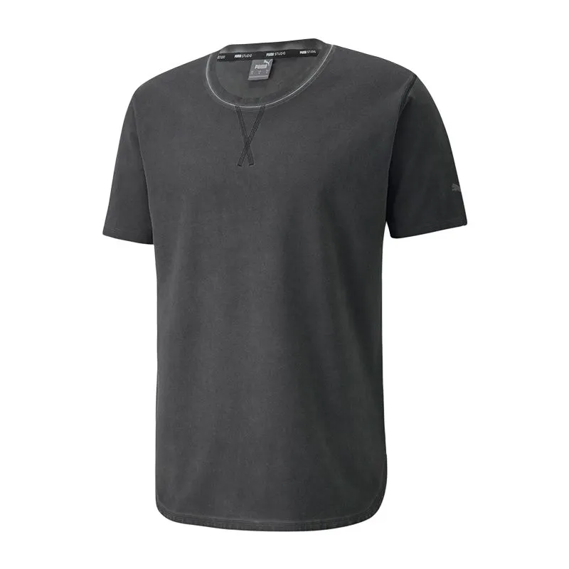 PUMA T-Shirts Men's Black Crew Neck Moderate Straight Fit