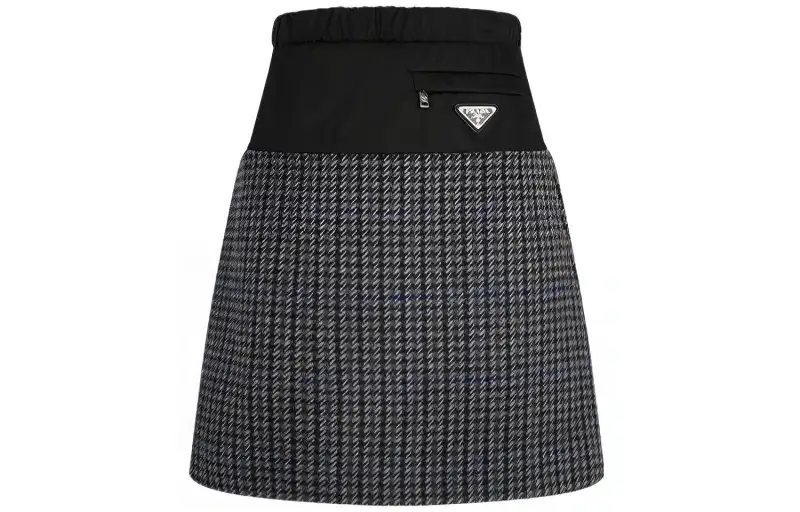 PRADA Casual Short Skirts Women's Black Moderate Short A Line Skirt