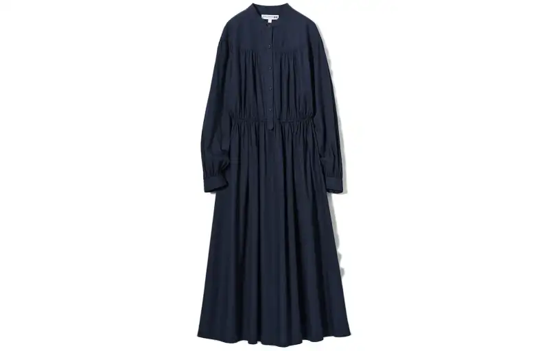 UNIQLO Long Sleeved Dresses Women's Navy Blue Half Turtleneck Moderate Long