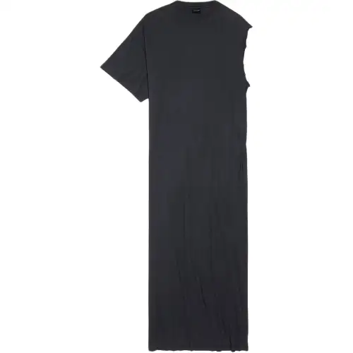 Balenciaga Short Sleeved Dress Loose Fit Women's Black